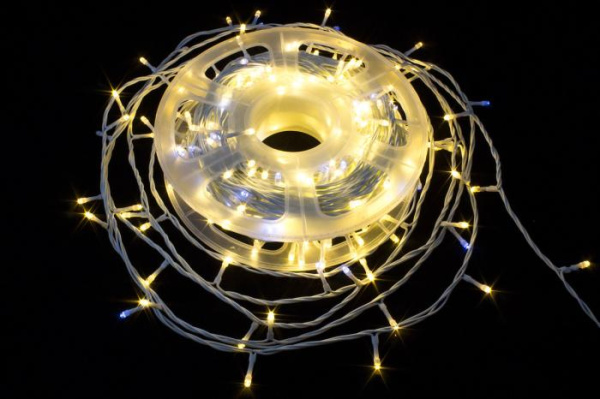 Уличная гирлянда светодиодная нить для улицы Тепло-белый 50м. 500 LED от сети белый провод ww.01.6w.500.F+
